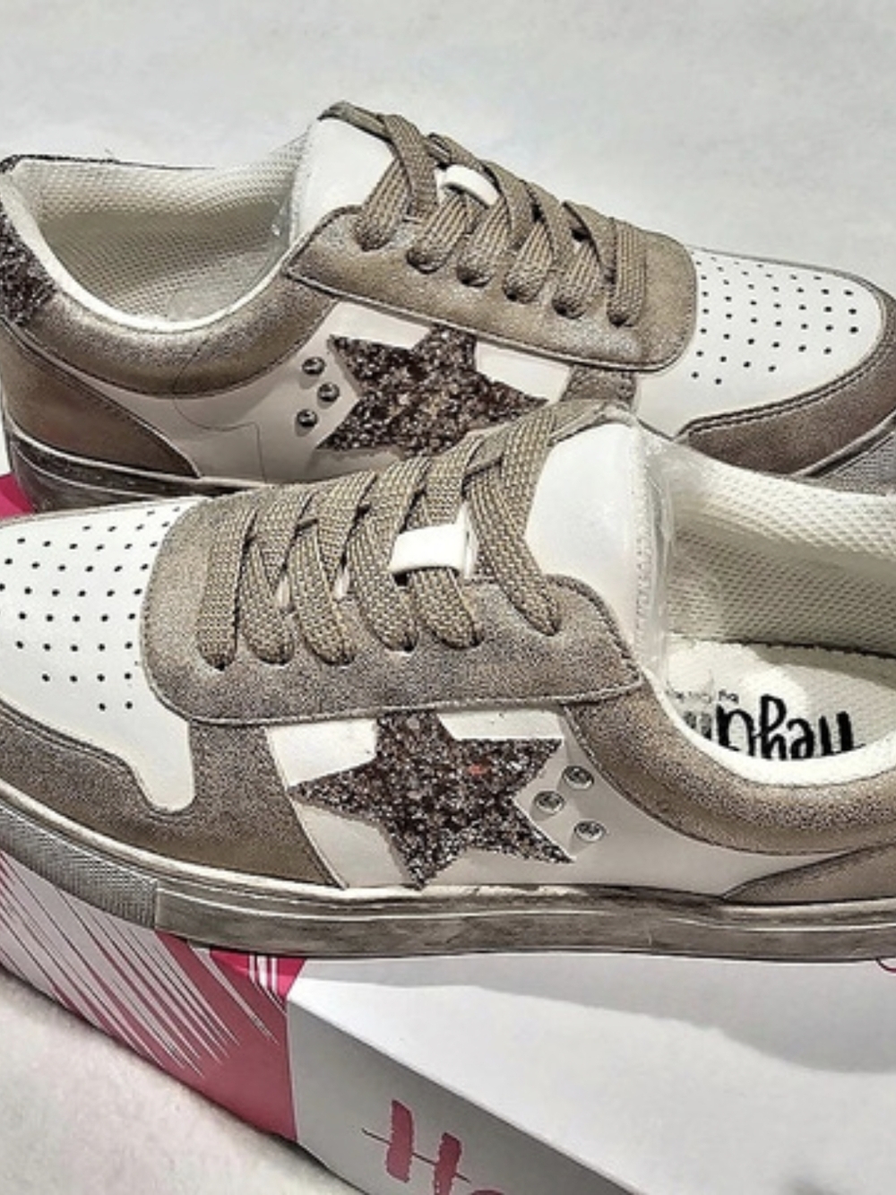 Hey Girl by Corkys Constellation Gold Glitter Star Sneakers US 6 NWT